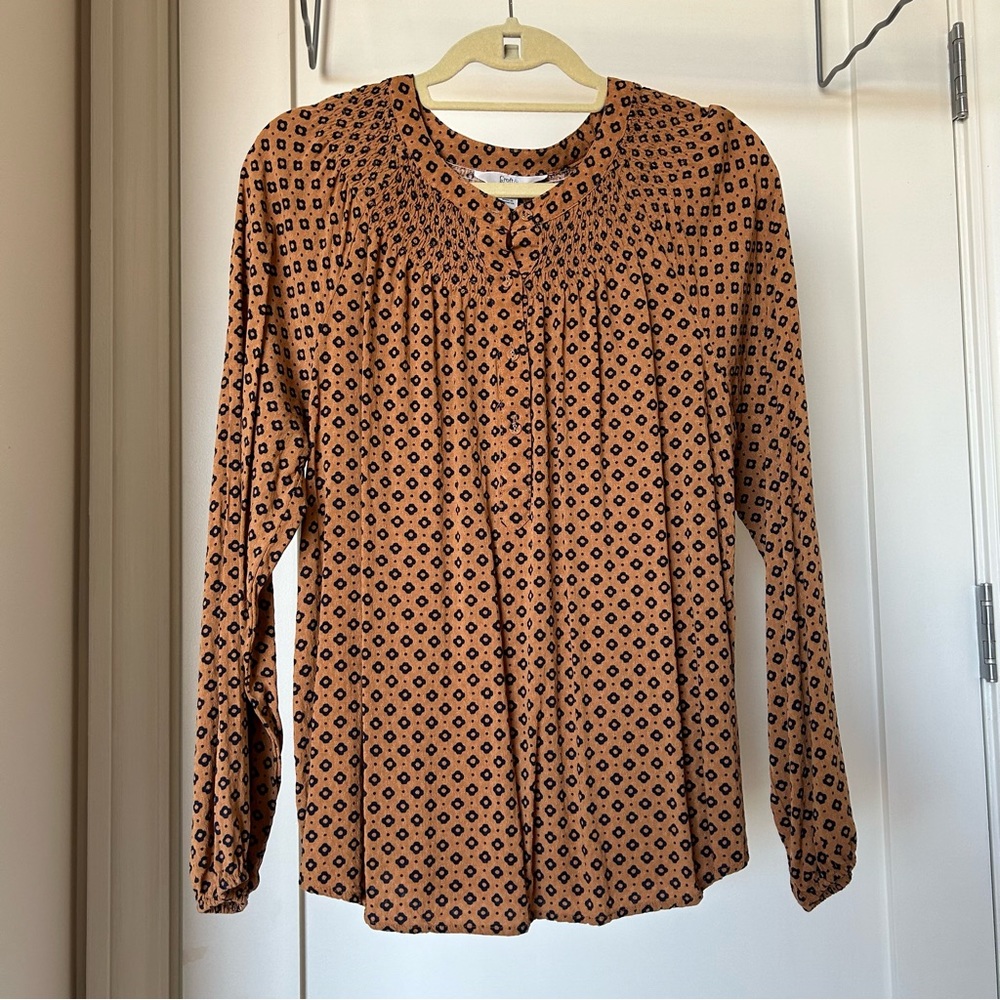Croft & Barrow Tan Pattern Blouse